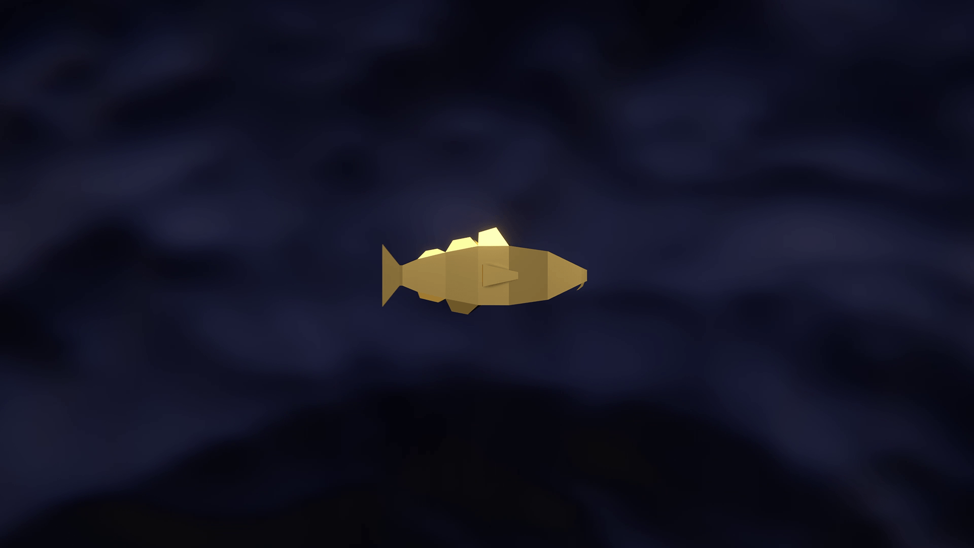 Bilde av en animert fisk i gull